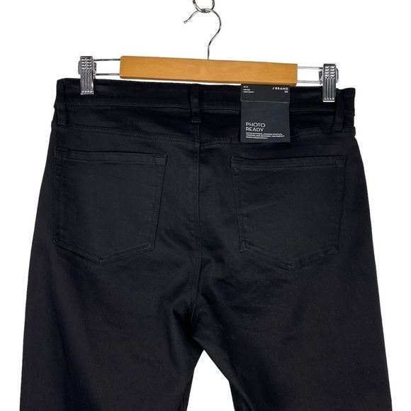 J BRAND MID RISE CROP SKINNY BLACK ORGANZA TRIM FRAYED HEM ANKLE SKINNY JEANS - Picture 9 of 15